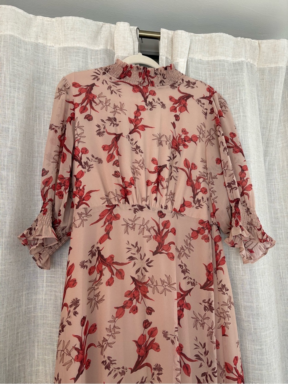 Baltic Born Blush Midi Dress with Red Floral Print